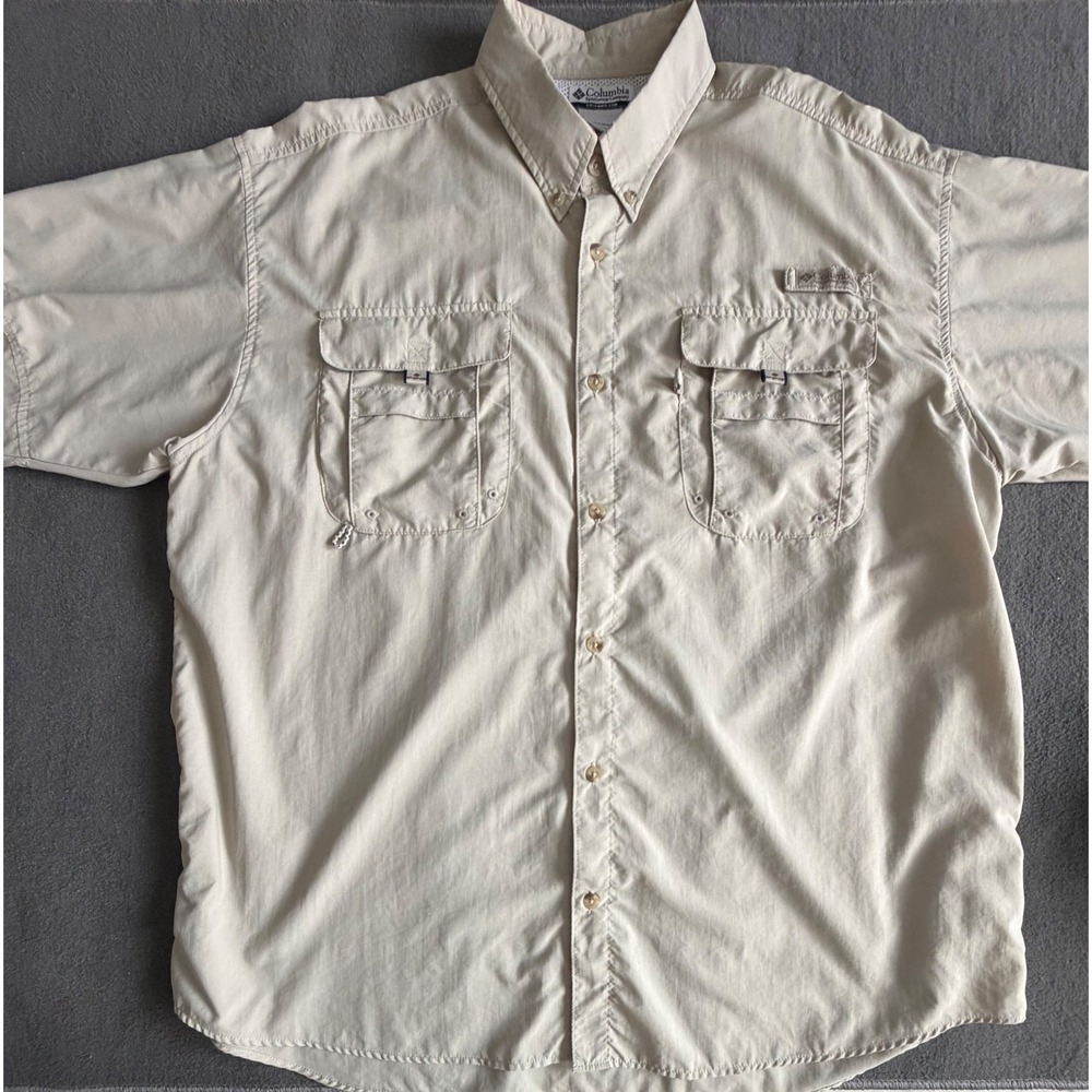 Columbia PFG Bahama II Long Sleeve Fishing Shirt Tan Sz XL- EUC- FM7048 - Picture 3 of 14